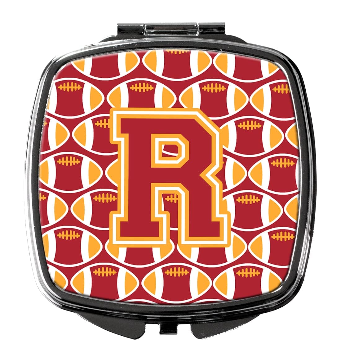 Caroline's Treasures CJ1070-RSCM Letter R Football Cardinal and Gold Compact Mirror Decorative Travel Makeup Mirror for Women Girls Gifts Pocket Makeup Mirror Folding Handheld