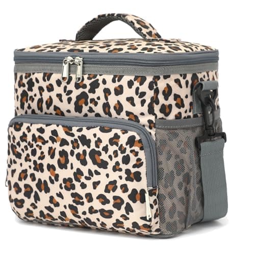 GYEUKHAM Insulated Lunch Bag for Adult/Women/Men, Reusable Lunch Box Cooler Soft Leakproof Tote, Thermal Meal Prep Lunch Pail with Adjustable Shoulder Strap for Picnic/School/Travel/Office, Leopard