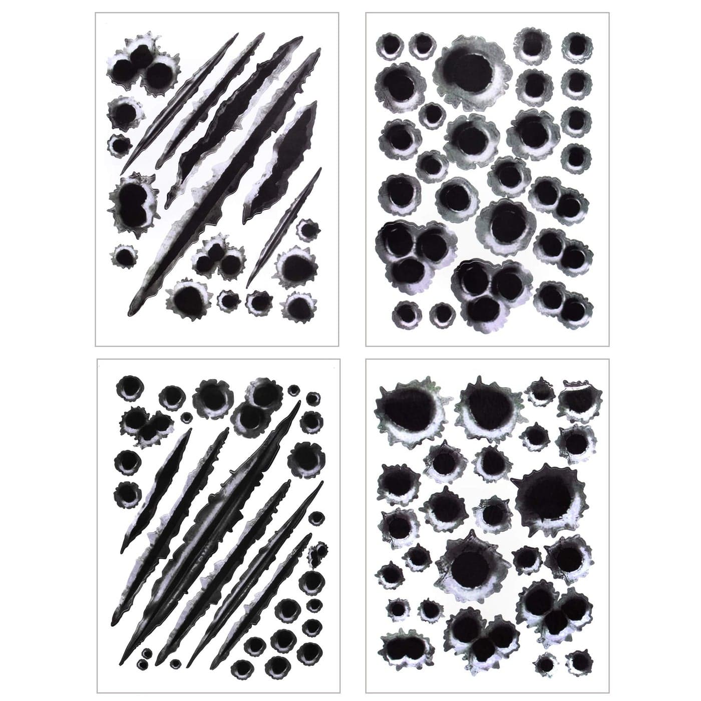 AUEAR 4 Pack Bullet Hole 3D Stickers Fake Gun Shots for Room Car Truck Fridge Crafts Motorcycle Helmet