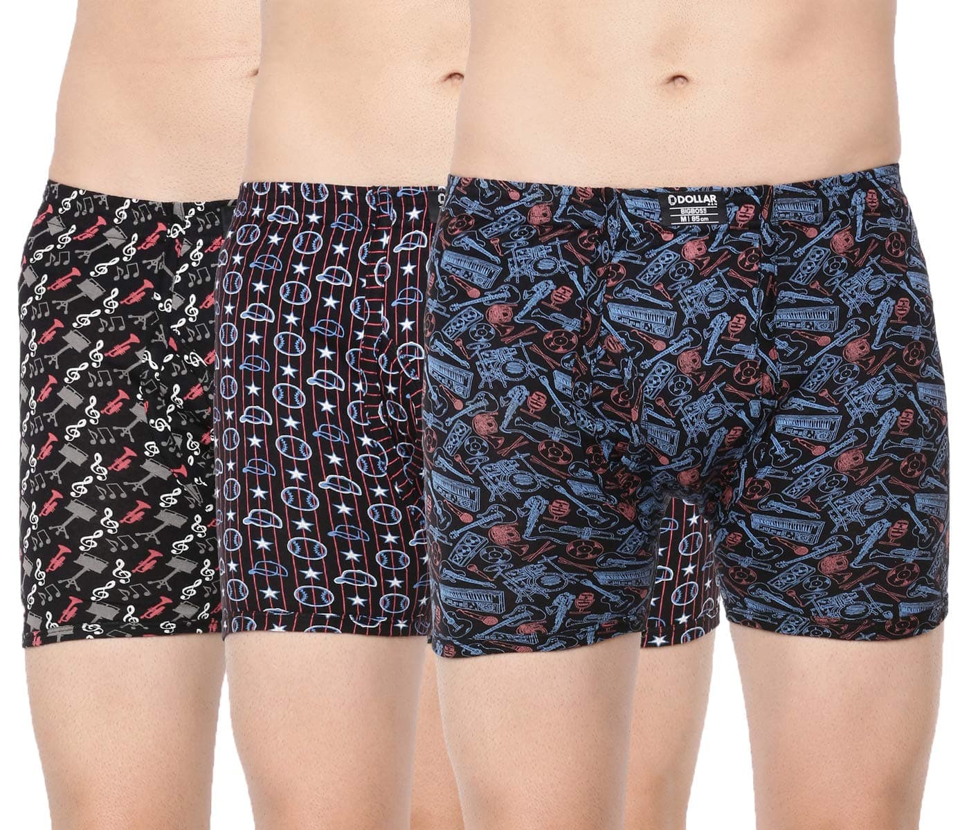 DOLLAR BIGBOSS Men's Cotton Blend Trunks (Color & Print May Vary) (Pack of 3) (MBTR-10-R2_Assorted_2XL)