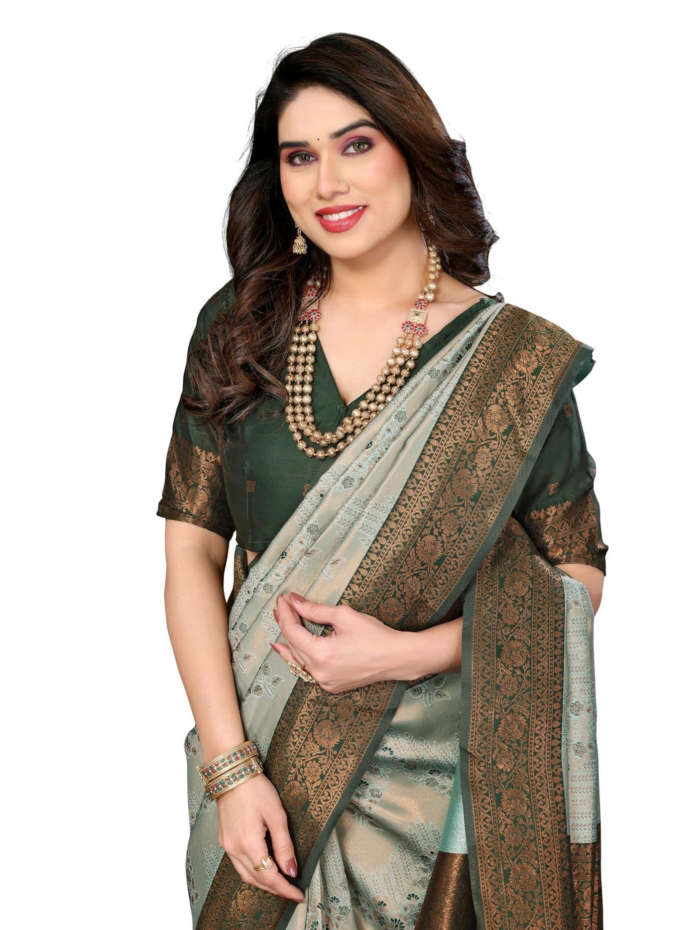 Avantika Fashion Women's Kanjivaram Style Soft Silk Banarasi Sarees With Blouse Piece For Women (LIGHT-PISTA-GREEN)
