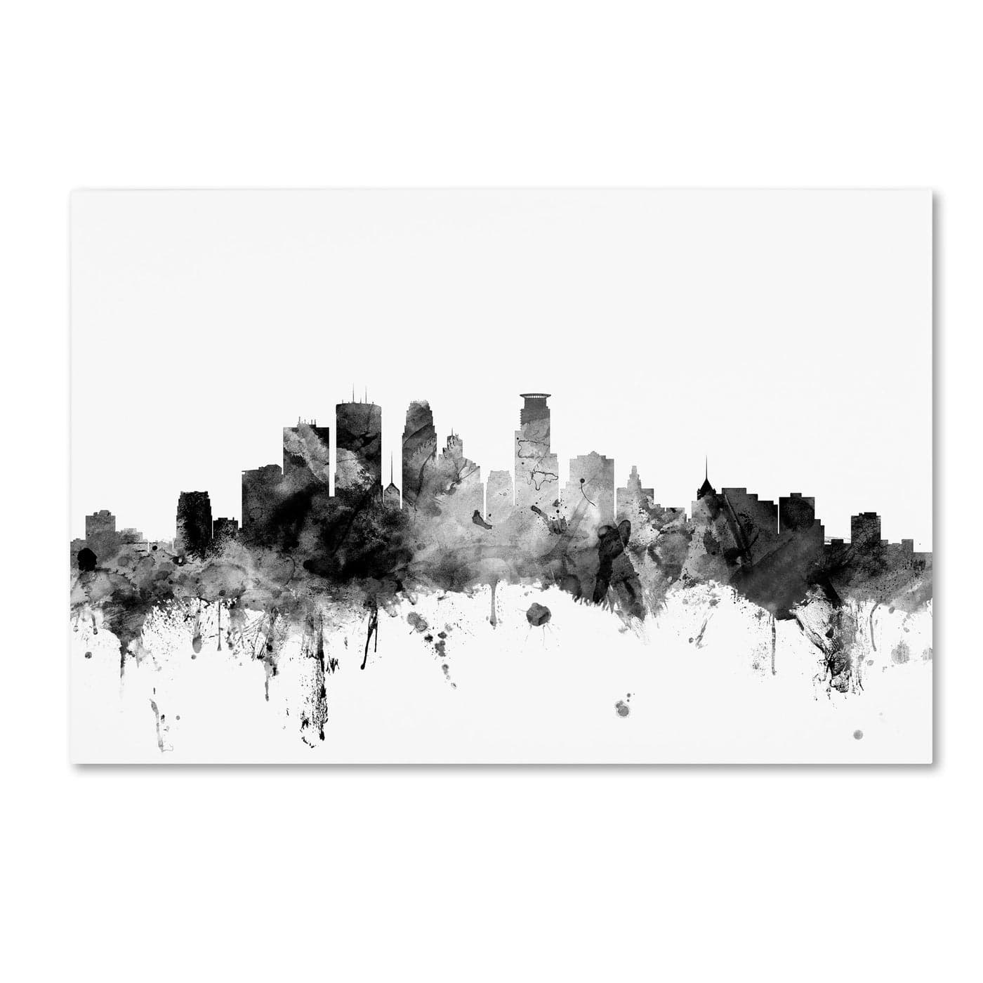 Trademark Fine Art MT1012C1219GG Minneapolis MN Skyline BW by Michael Tompsett 12x19Inch 12 in x 19 in