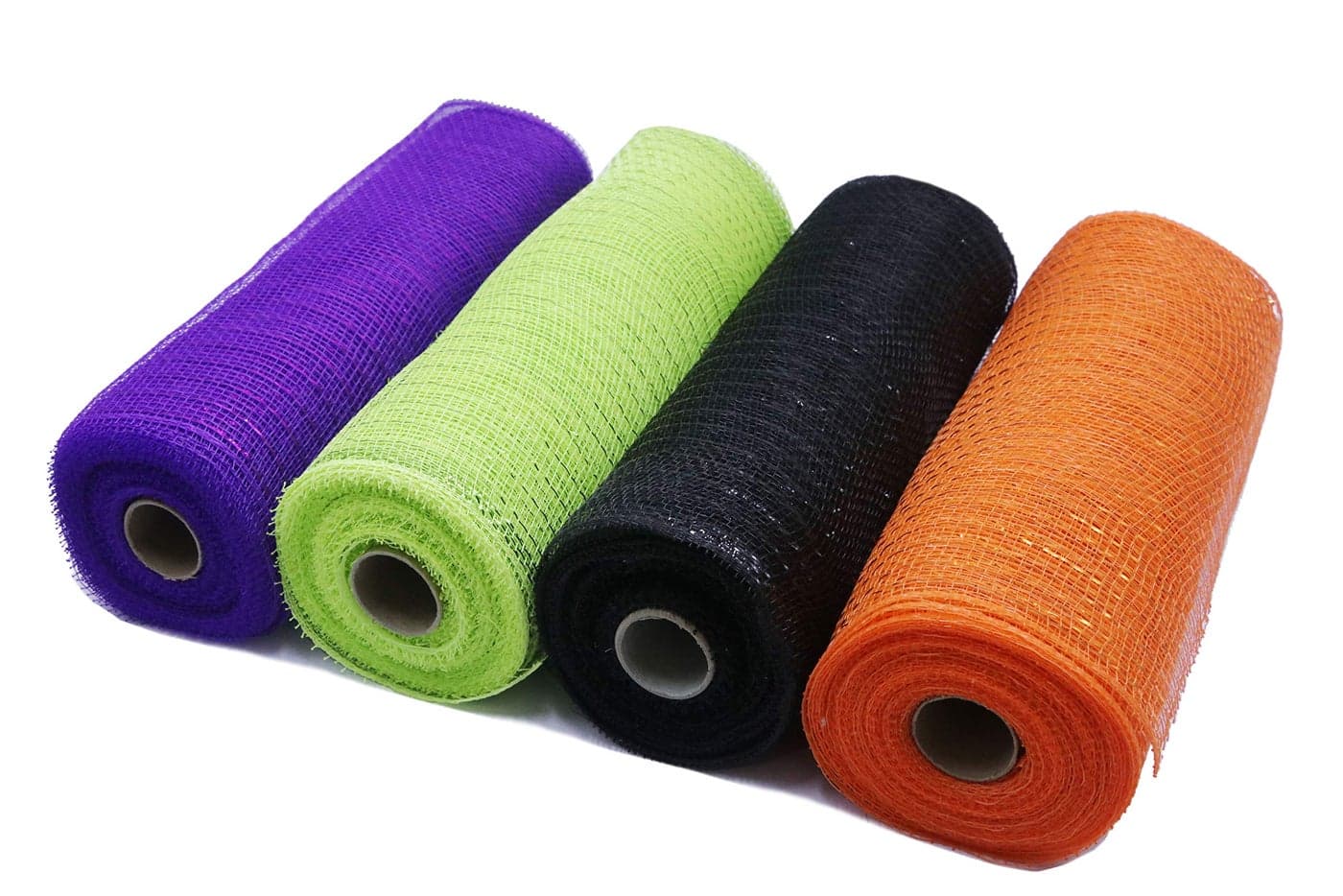 10 inch x 30 feet Each RollYYCRAFT Halloween Decorative Metallic Foil Poly Mesh4 Rolls for Crafting Wire Wreath Making CraftPurple Orange Lime Green Black