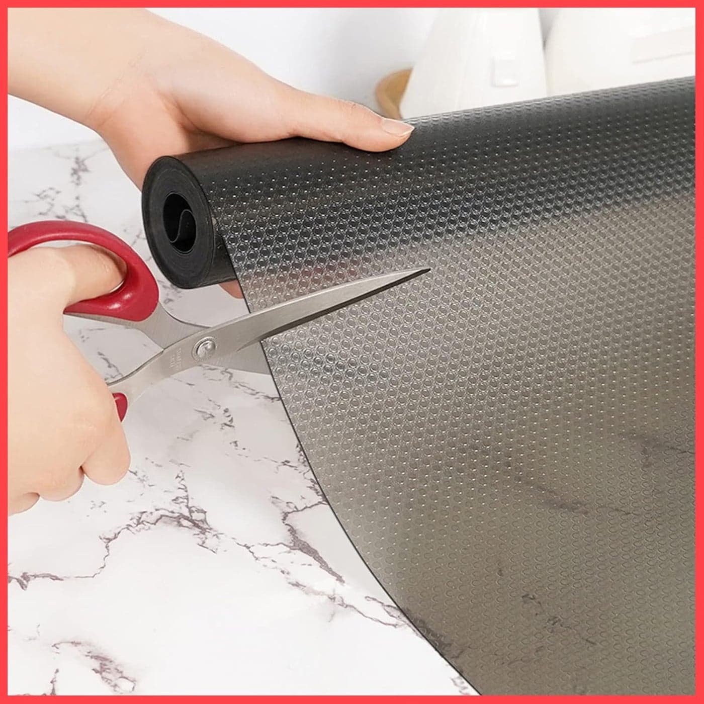 Wolpin AntiSlip Kitchen Cabinet Drawer Shelf Mat Liner Sheets 45 cm x 3 m Roll Waterproof Strong Table Mat EVA for Bathroom Fridge Mat Textured Multipurpose Transparent Black