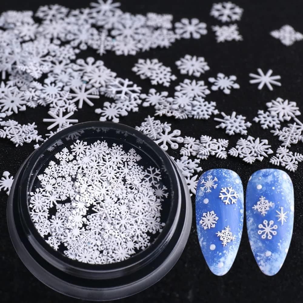 Christmas Nail Art Glitter Decorations Snowflake Sequins 3D Christmas Nail Decals DIY Nail Accessories Christmas Nail Art Supplies Manicure Decoration Xmas Tools 1 Boxes