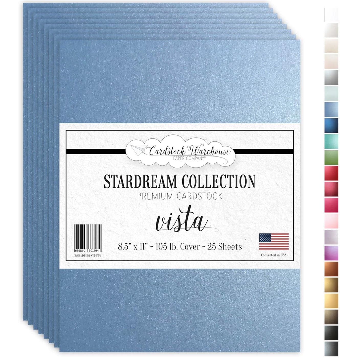 Cardstock Warehouse Stardream Vista Blue Cardstock Paper 25 Sheets 85 x 11 105 lb 284 GSM Premium Metallic Blue Card Stock for Highend Printing Card Making Diecutting DIY Projects