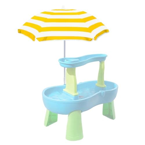 Exokugo Water Table Umbrella for Kids Heavy Duty 47 Portable Outdoor Umbrella with UPF50 Protection Beach Shade Cover for Sand Play Camping Picnic Tables Sunshine Yellow