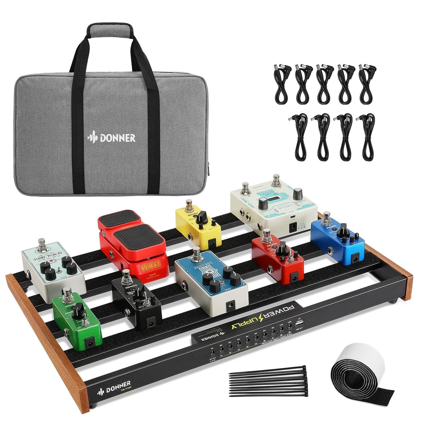 Donner Guitar Pedal Board with Builtin Power Supply Aluminium Alloy Effects Pedalboard DBP300 34Lb 197 123 18