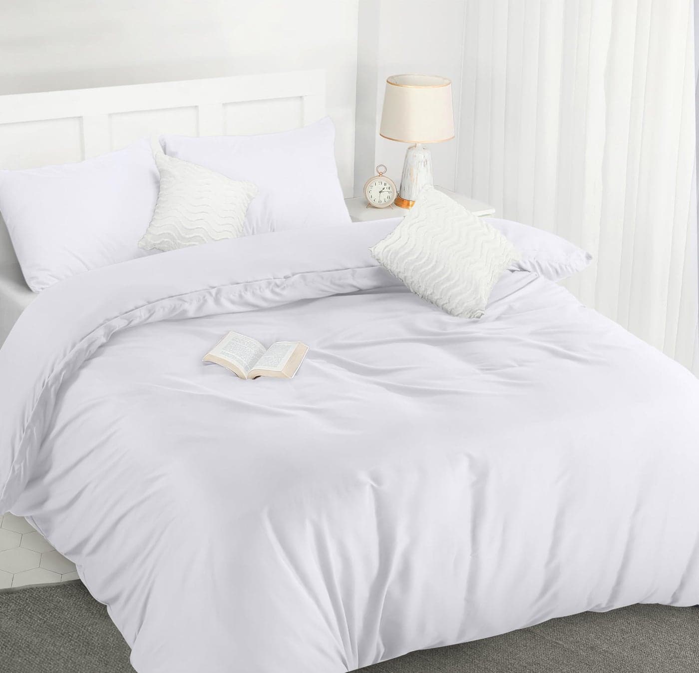 Utopia King Size Duvet Cover with Pillow cases Soft Microfibre Polyester Bedding Quilt Set White