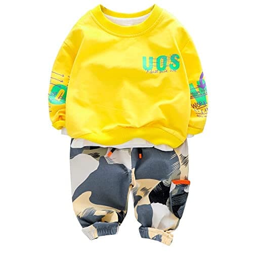 Googo Gaaga Boy's Cotton Yellow Pocket Detailed Full Sleeves Sweatshirt with Jogger Set (3-4 Years)