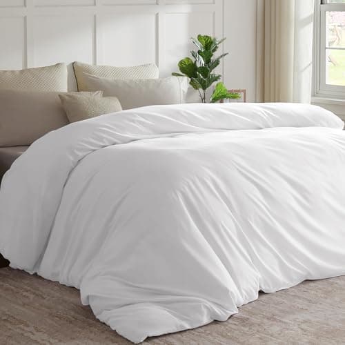 STWIENER Oversized King Duvet Cover 120"x98", Only 1 Piece Extra Large Ultra Soft Microfiber White Duvet Cover for All Season Zipper Closure, 8 Corner Ties(1Pc, White, Super King 120x98 inches)