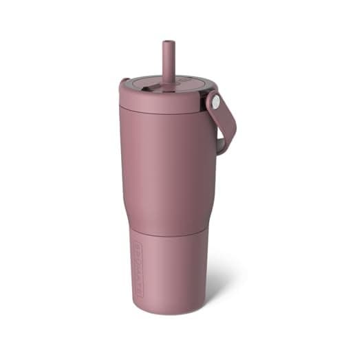 BrüMate Resa 25oz 100% Leakproof Travel Tumbler w/Handle & Straw | Flexible SoftSip Straw | Silicone Sleeve for Durability | Stainless Steel | Cup Holder & Travel Friendly Water Bottle (Rose Taupe)