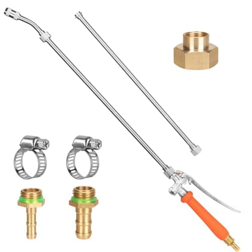 All Metal 44 Inches Replacement Sprayer Wand Garden Hose Watering Wand with 34 Brass Connector 14 38 Brass Barb for Most Sprayer Hoses Builtin Stainless Steel 2 Hose Clamps