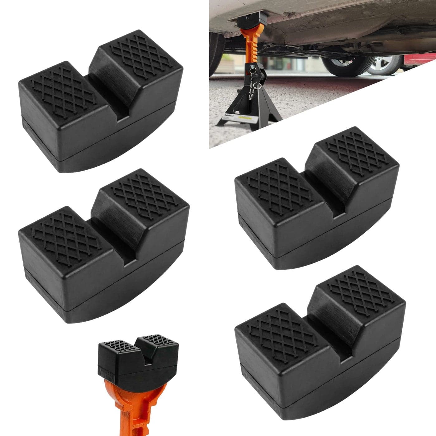 Donext Jack Pad Adapter for Jack Stands 3 Ton Rubber Frame Rail Protector Jack Pad Adapter 4 Pack