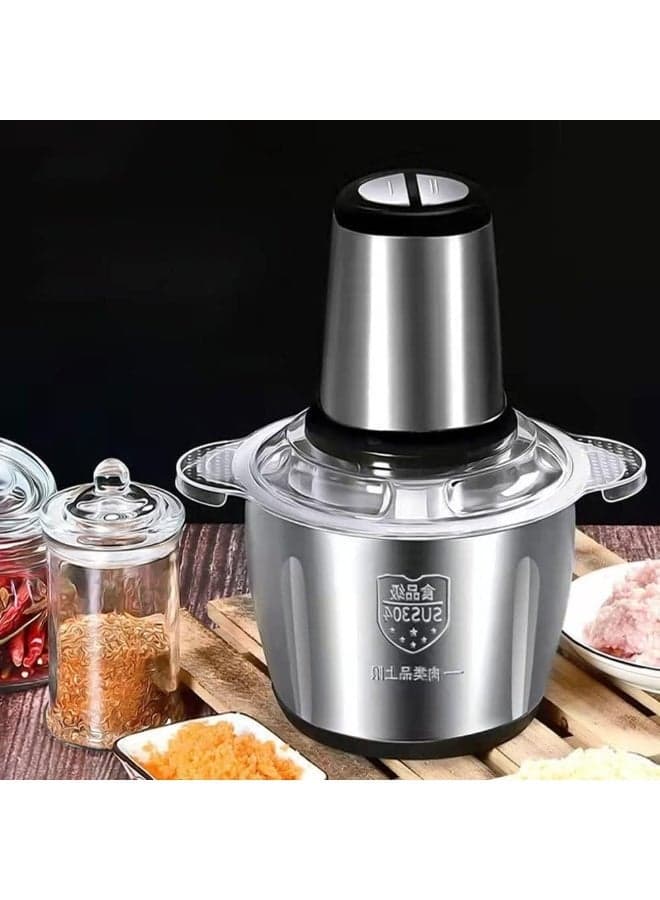OLYMPIA Kitchen Electric Chopper With Large Capacity 3.5 Liter Stainless Steel Container Powerful 2000W Motor Detachable Parts Easy Cleaning Safe Lock Feature Ideal For Preparing Meat Vegetables Salads Sauces And Family Meals