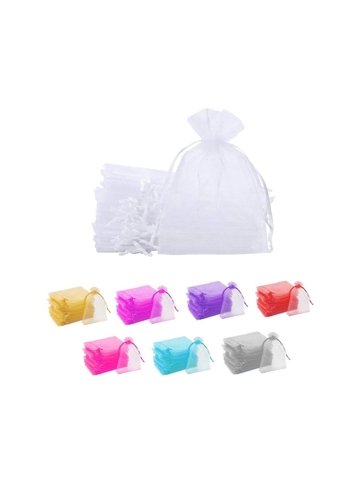 100 Pcs Organza Drawstring Bags - Ideal for Wedding Favors, Parties - Pouches for Candy, Jewelry - Perfect for Ramadan, Eid, Bridal Showers and Wedding Party