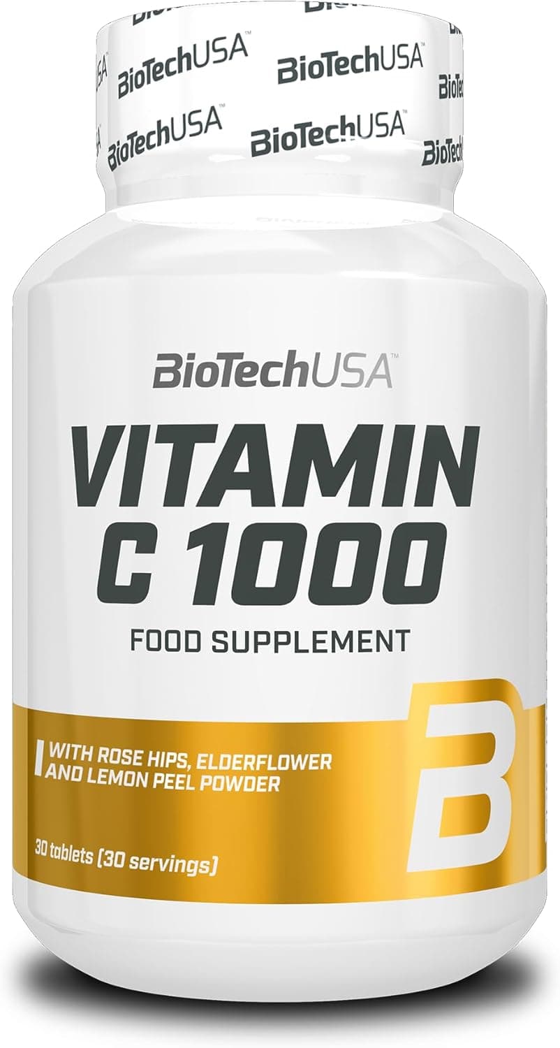 BioTechUSA Vitamin C 1000 BioFlavonoids Multiple Sources Immune Support Rosehip Elderflower Lemon 30 Tablets