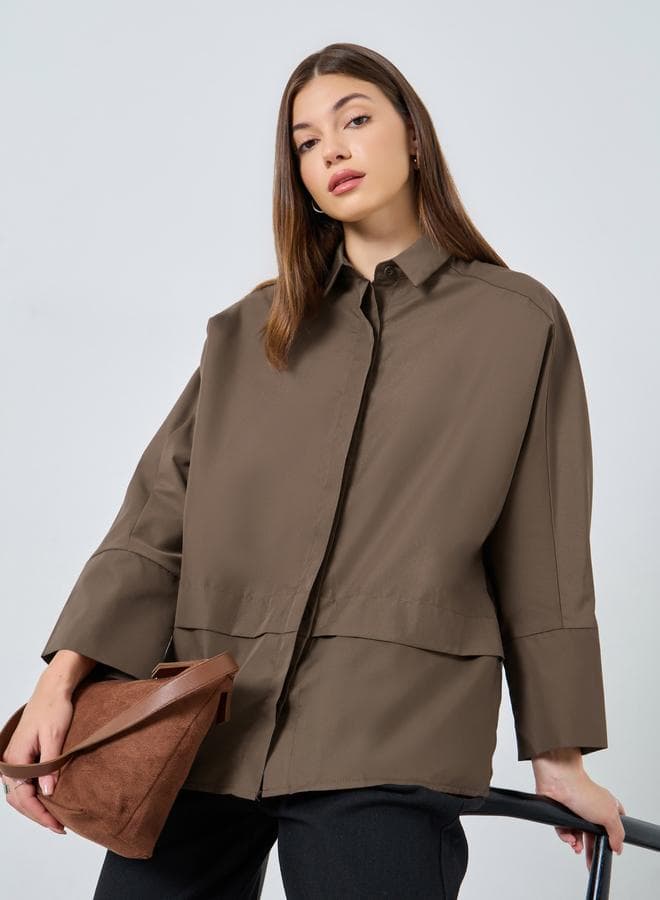 Oversized Buttoned Shirt With Panel Detail