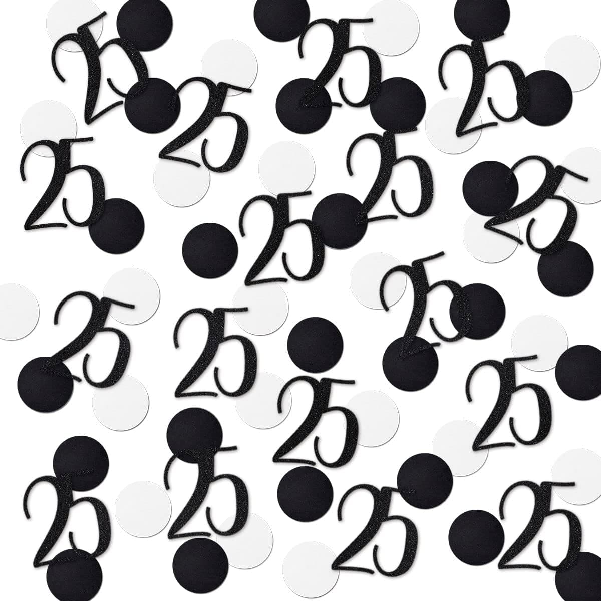 Black Glitter 25 Confetti 25th Birthday Number Confetti 200pcs Anniversary Party Table Decoration Supplies