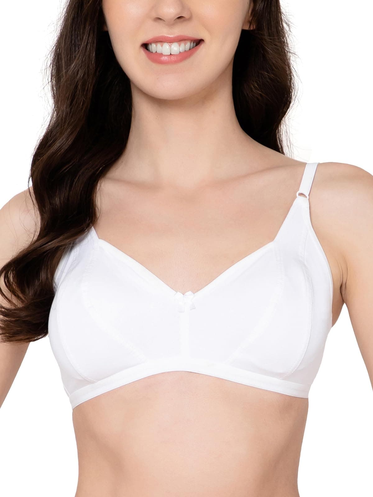 Clovia Women's Cotton Spandex Solid Non Padded Bra for Women, Full Coverage Wire Free Everyday Bra (White, 38C)