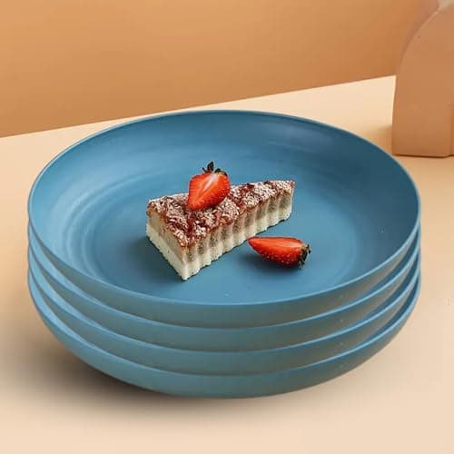 aDai 9" Wheat Straw Round Dinner Plate | Eco-Friendly, Lightweight & Unbreakable | Microwave & Dishwasher Safe Food Dish | Steak Plate, Serving Tray for Kitchen, Restaurant, Parties & Gifting