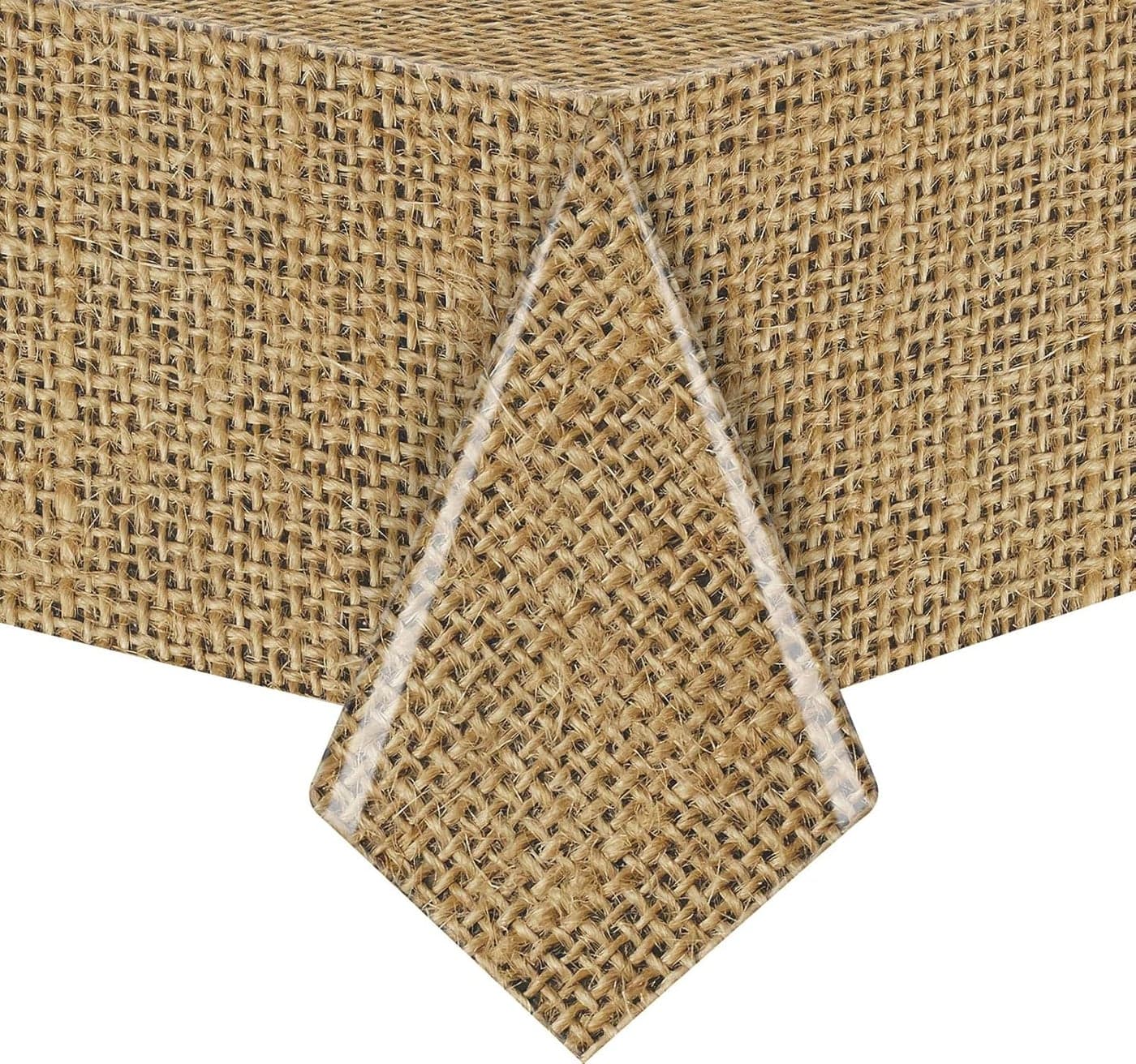 Boao 3 Pieces Brown Linen Tablecloths Plastic Rectangle Rustic Table Covers Christmas Picnic Tablecloth Holiday Decor for Christmas Kitchen Party Favors Indoor Outdoor Supplies 51 x 70 Inch