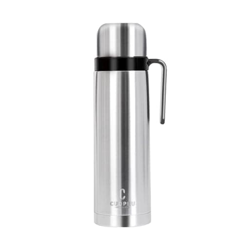 CUOPRU Mate Insulated Bottle1000ml Stainless Steel Vacuum Insulated Wide Mouth Bottle for Cold Hot Beverages Keeps Liquid Up to 1224 Hours Silver Color
