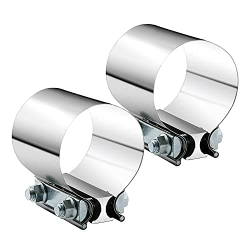 2.75" 2.75 Inch Exhaust Clamp Butt Joint Band Clamp Sleeve Coupler Stainless Steel 2 3/4 Inch for Exhaust Pipes, Mufflers and Catalytic Converters (2 PCS)