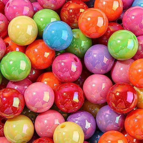 ANCADN 16mm Acrylic Beads 100pcs Ab Rainbow Color Pen Beads Chunk Bubblegum Beads for DIY for Jewelry Making Bracelets Beadable Pens(Rainbow)