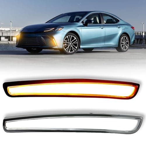 GEEGEETOP Front Fog Light LED Bumper Grille Intake Trim Kit for Toyota Camry 2025 LE XLE,Turn Signal Light & Daytime Running Light,2 PCS