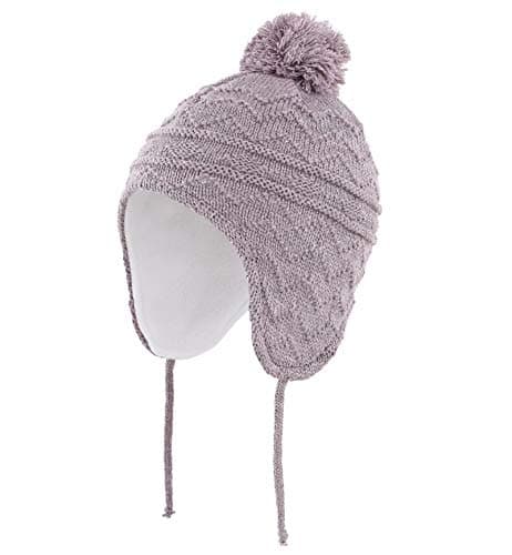 Connectyle Toddler Infant Baby Beanies Hat Kids Knit Earflaps Fleece Hat Baby Girls Warm Winter Pompom Hat S Purple