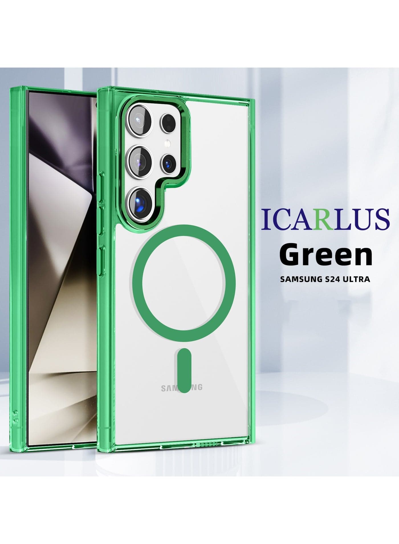 For Samsung Galaxy S24 Ultra Case Compatible with MagSafe TPU+PC Anti-Scratch Cover - Green