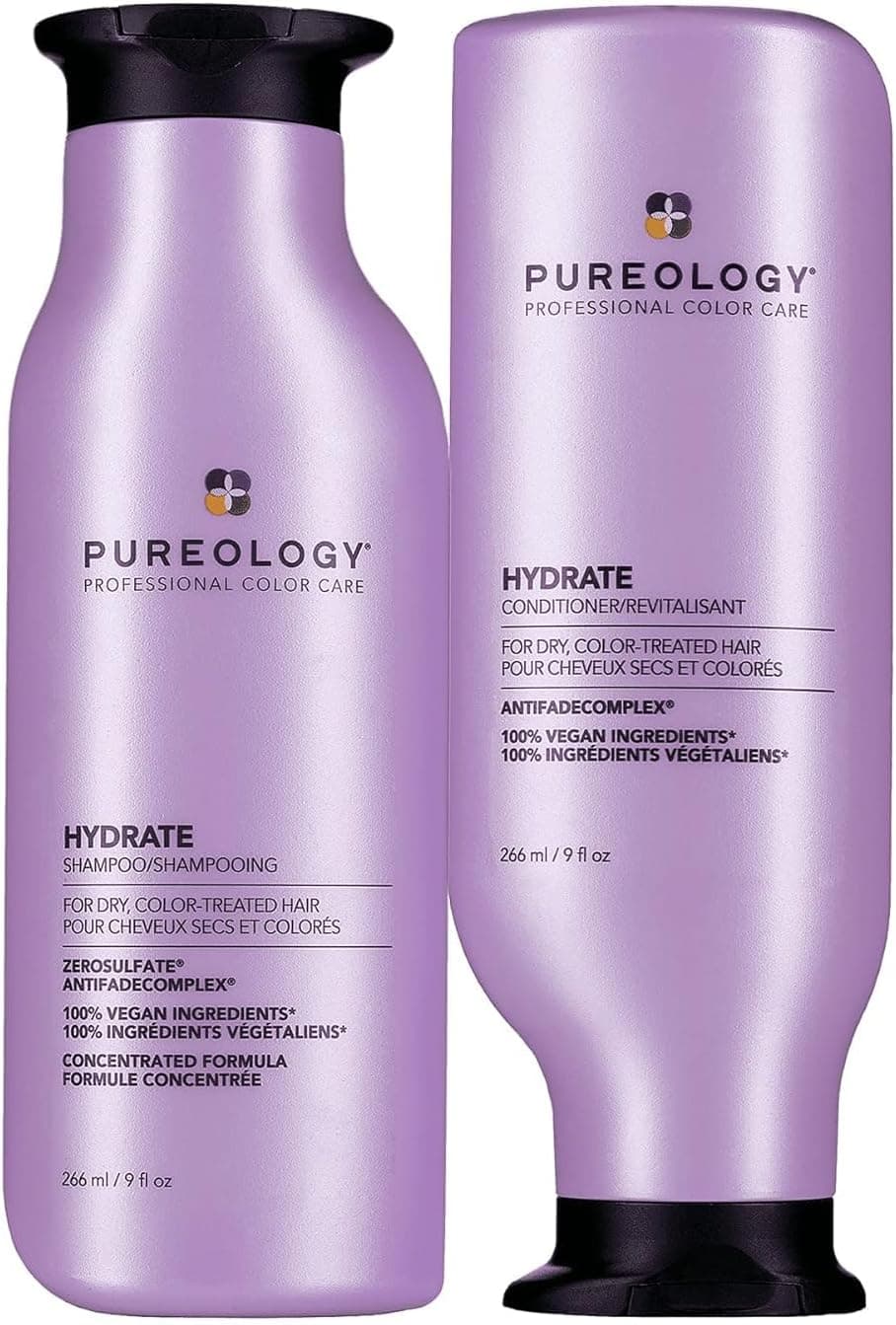 Pureology Hydrate Moisturising Shampoo and Conditioner Duo Set For Medium to Thick Dry Colour Treated Hair Vegan Formulas Sulphate Free for a Gentle Cleanse