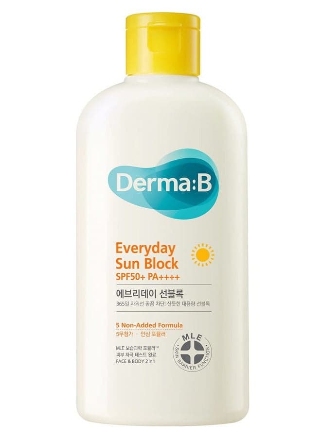 Everyday Sun Block Large Size Sunscreen SPF50+ PA++++ 6.71 Fl Oz, 200ml Fast-Absorbing Lightweight SPF Moisturizer, Facial Body Non-Sticky for Dewy Skin, Korean Protection Lotion