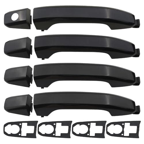 APPERFiT Door Handles w/Gaskets Set - Exterior (Smooth Black) Paint to Match Compatible with 2014-2020 Chevy Chevrolet Silverado Suburban Tahoe, GMC Sierra Yukon 13583889
