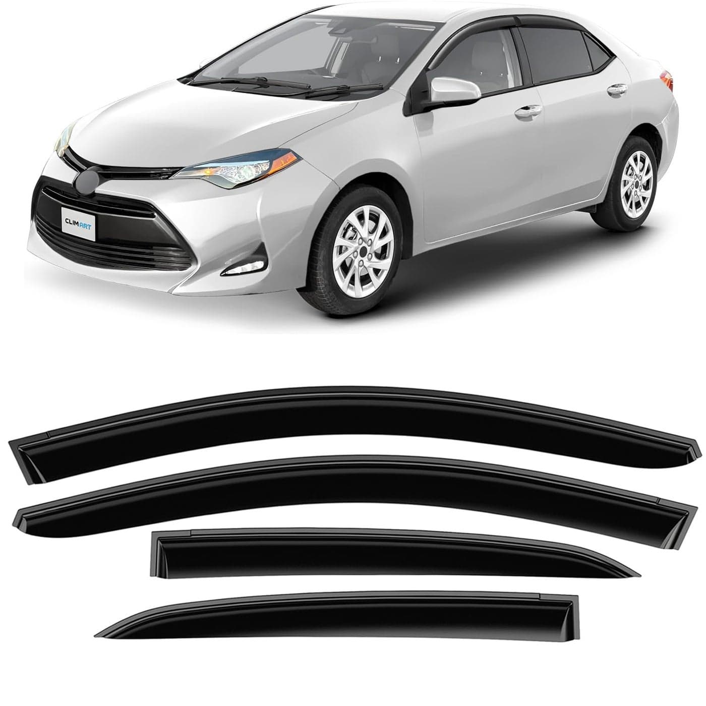 CLIM ART Incredibly Durable Rain Guards for Toyota Corolla 20142019 Sedan Original Tapeon Window Deflectors Vent Deflector Vent Window Visors Dark Smoke Truck Accessories 4pcs 414107LP