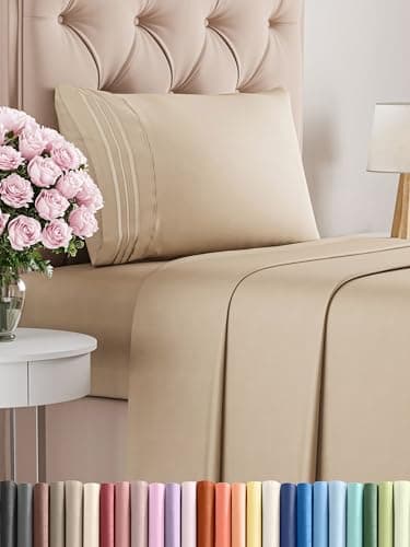 Twin Size 3 Piece Sheet Set - Comfy Breathable & Cooling Bed Sheets Set - Hotel Luxury Bedding for Women, Men, Kids, Teens, Boys & Girls - Deep Pockets, Ultra-Soft and Wrinkle Free - Oeko-Tex - Cream