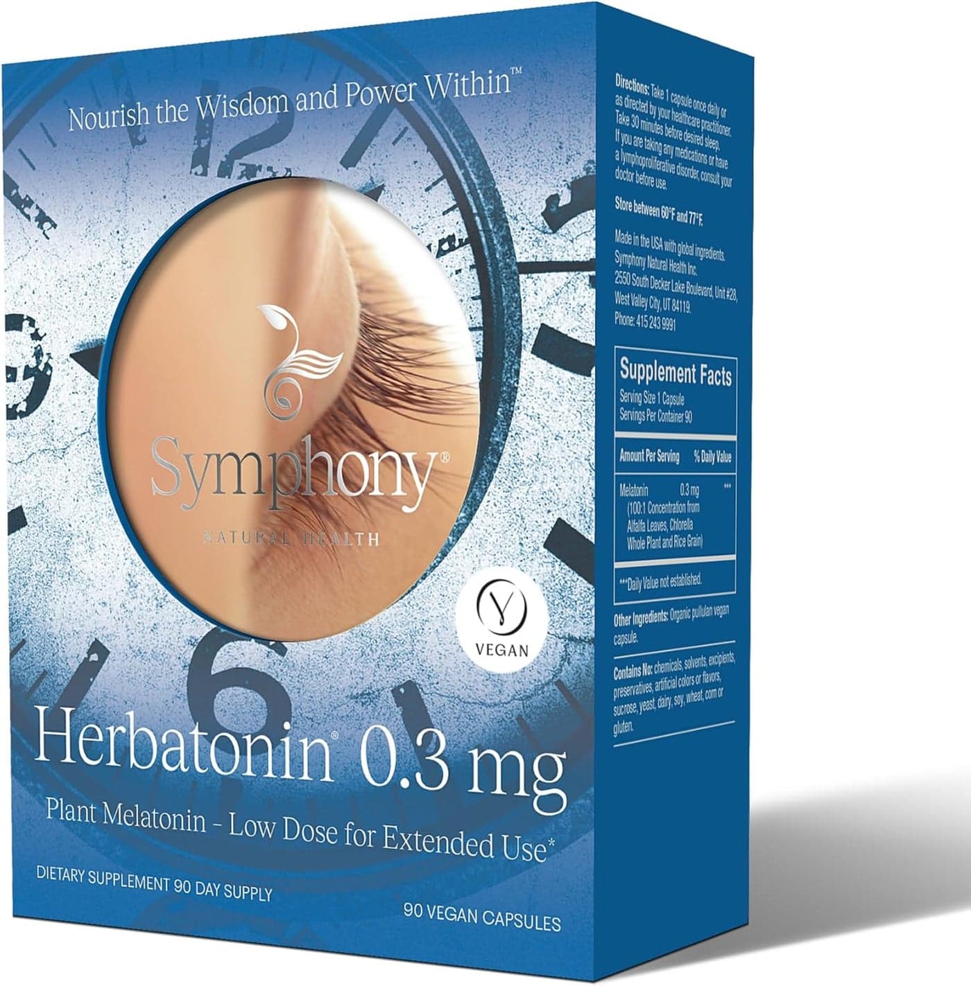 Herbatonin 03mg The First PhytoMelatonin Natural Plant Melatonin 90 Vegan Capsules 90 Day Supply Low Dose Natural Sleep Aid and Circadian Rhythm Support Pack of 1