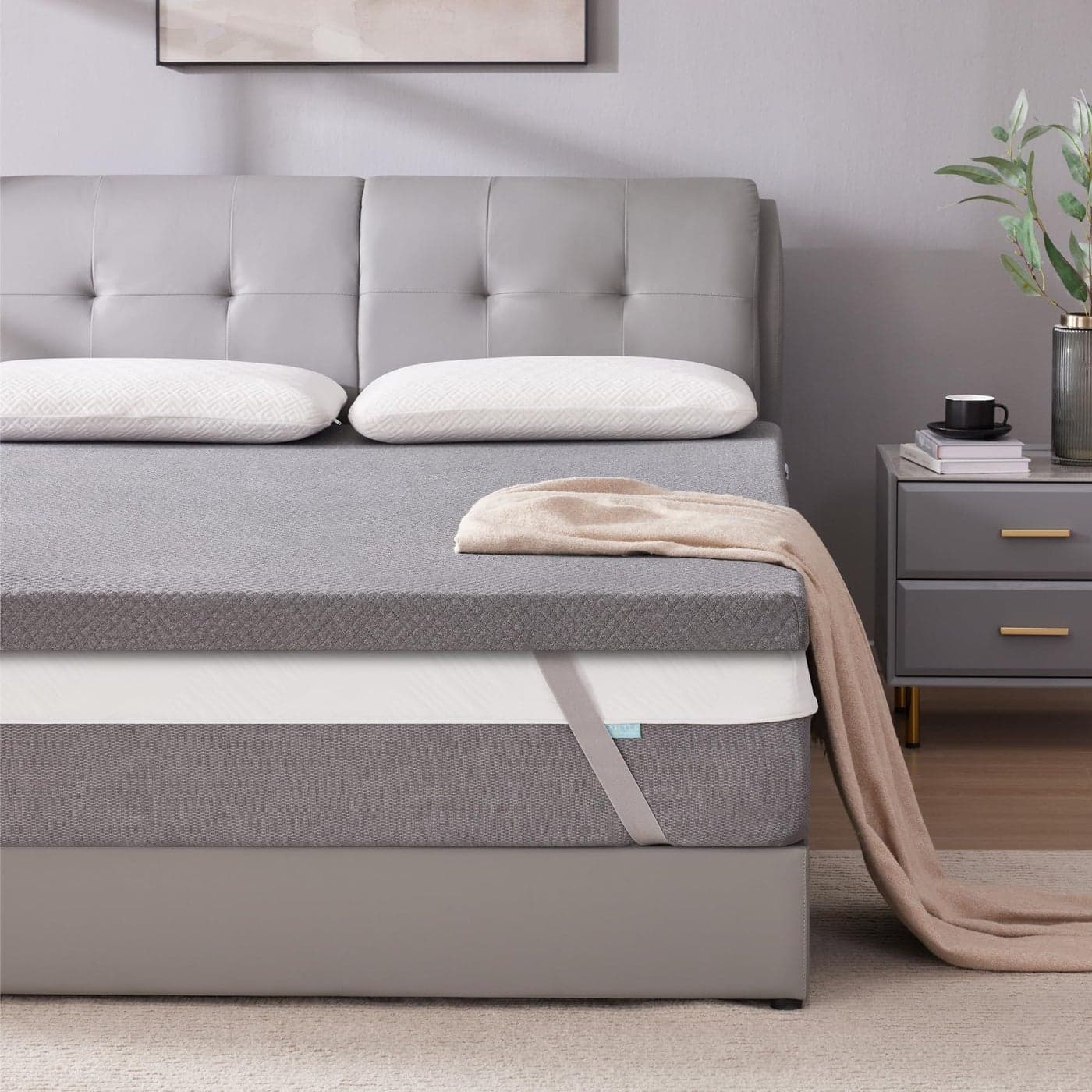 SINWEEK 3 Inch Gel Memory Foam Mattress Topper Twin Size Pad for Back Pain Bed Topper with Removable Soft Cover CertiPURUS CertifiedGrey