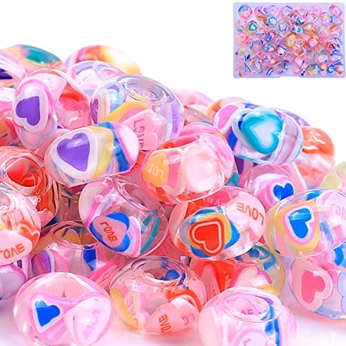 AIPRIDY Girls Lucky Beads Lover Amber Beads Big Hole Spacer European Craft for DIY Charms Bracelet Jewelry Making LoveAIAmber