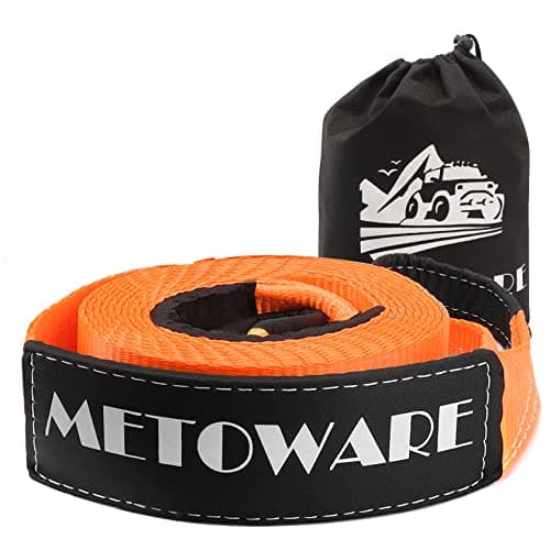 METOWARE Tow Strap 3'' × 20ft Recovery Strap, Heavy Duty Tow Straps with 35,000 lb Capacity, Triple Reinforced Loop Straps, Emergency Off Road Towing Rope, Extreme Water-Resistant (Orange)