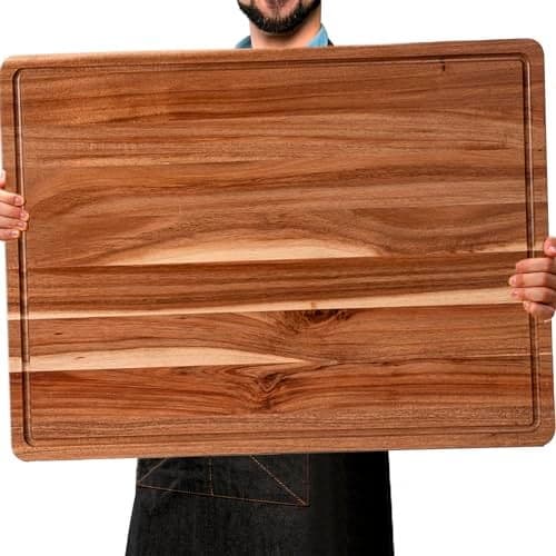 Fashionwu 60 cm Extra Large Cutting Board for Kitchen, 24 x 18 Inch Large Wooden Cutting Boards with Juice Groove, 1.2" Thick Butcher Block Cutting Board for Meat Vegetables, Large Charcuterie Board