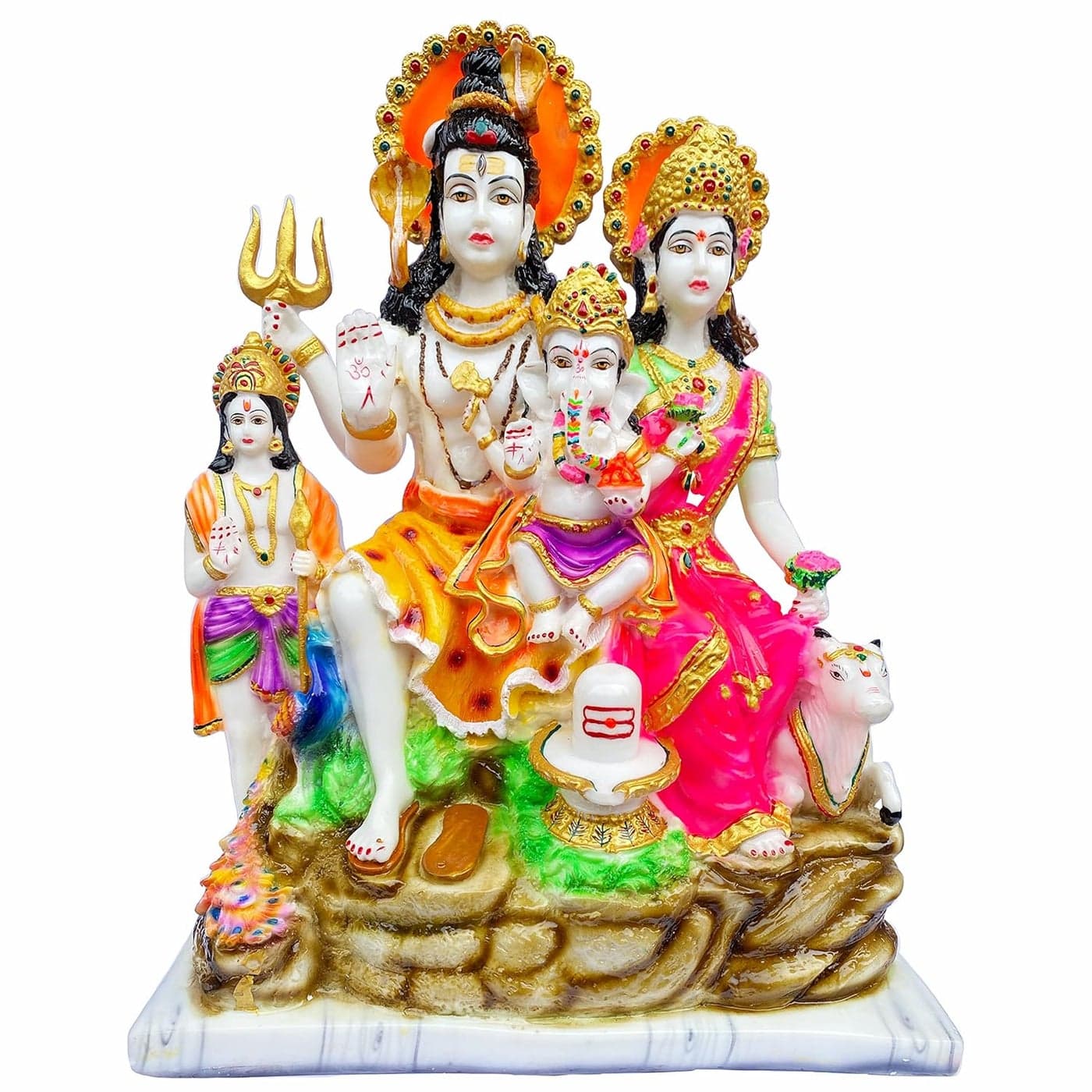 KRISHNAGALLERY1 Marble Shiv Parivar Family Murti Statue for Pooja with Kartik Ji Home Temple Gift Idol Big Large Size 18 Inch