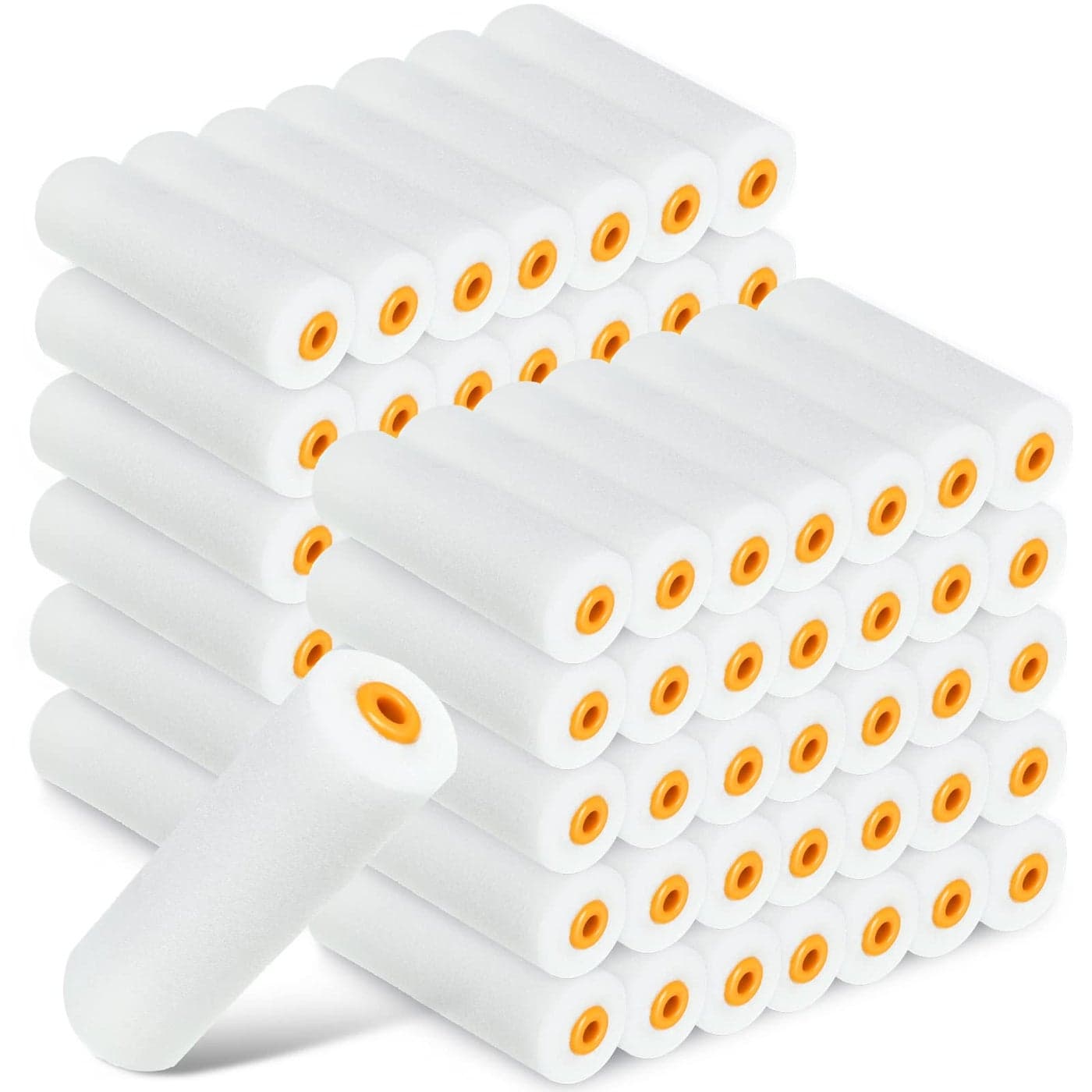 Nuogo 120 Pcs 4 Inch Foam Paint Roller Mini High Density Foam Roller Refills Paint Edger Tool for Walls Brings Smooth Finishes Flat Surfaces White