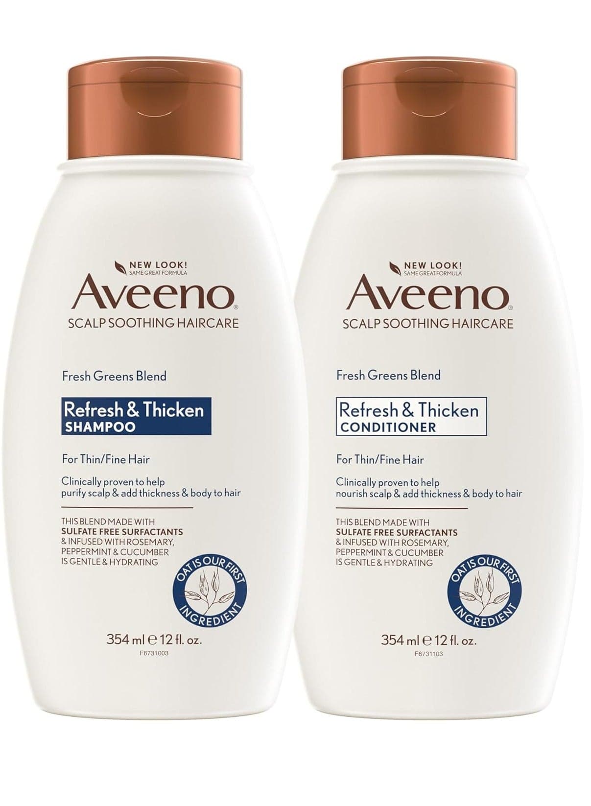 Fresh Greens Shampoo + Conditioner with Rosemary, Peppermint & Cucumber to Thicken & Nourish, Clarifying & Volumizing Shampoo for Thin or Fine Hair, Paraben-Free, 12 Fl Oz