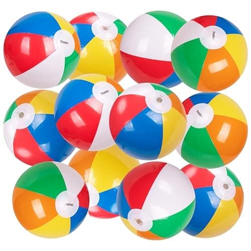 Kangaroo 12 Pack Inflatable Beach Balls for Kids Adults 12 Colorful Pool Fun Party Favors Bulk Beach Toys for Swimming Games Luau Birthday Summer Pool Party Decorations Supplies