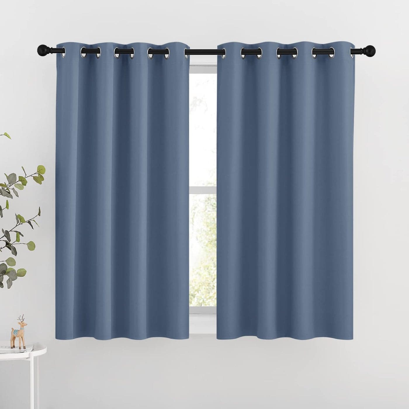 NICETOWN Bedroom Blackout Curtains and Drapes 54 L Window Treatment Thermal Insulated Solid Grommet Blackout Draperies for Home Office Stone Blue 2 Panels92 Wide