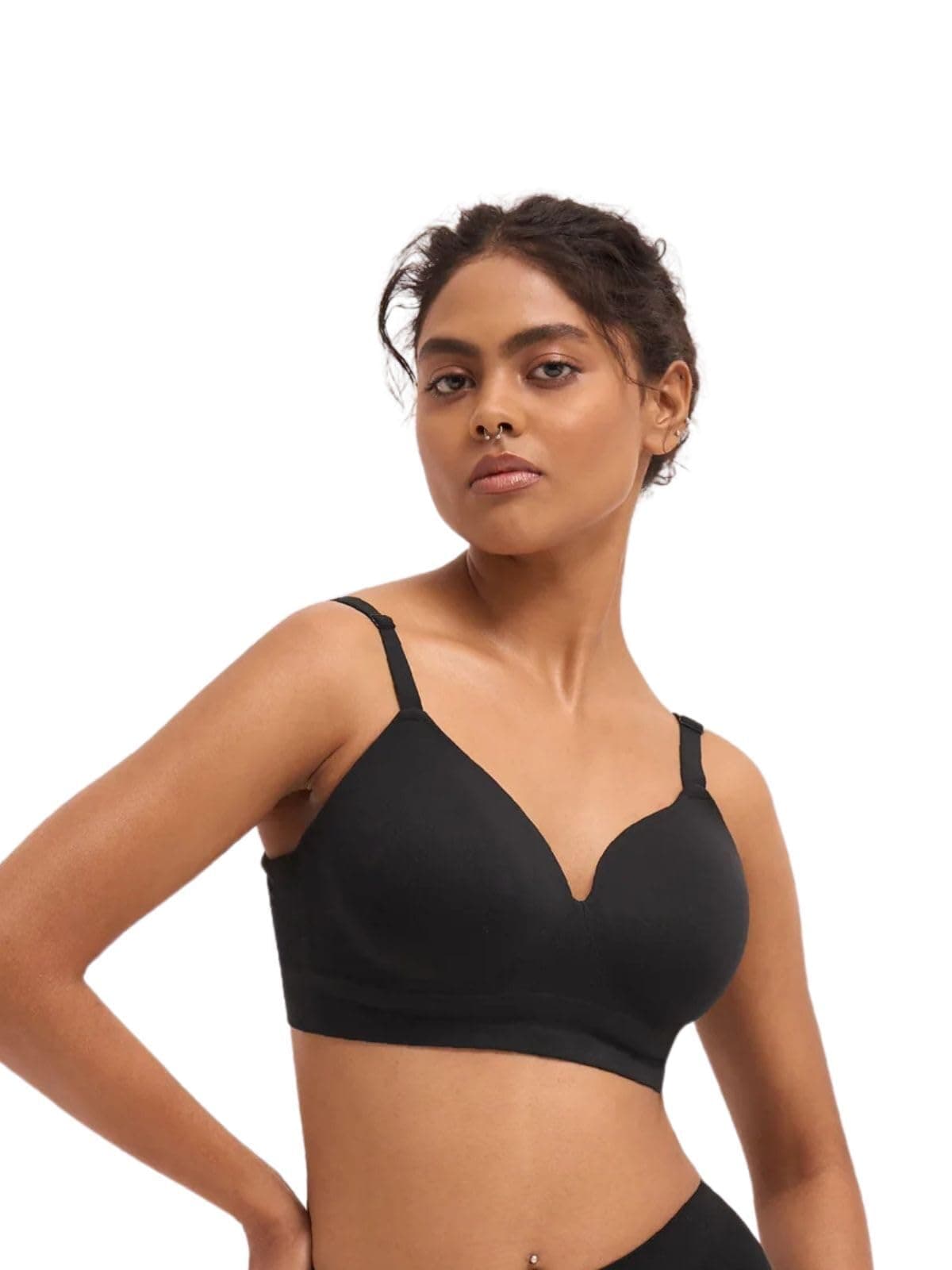 UNDERNEAT Women Wireless Support Bra | Lightly Padded and Full Coverage | Adjustable Straps | Seamless and Invisible Wire-Free Bra | Breathable Fabric with All Day Comfort Black