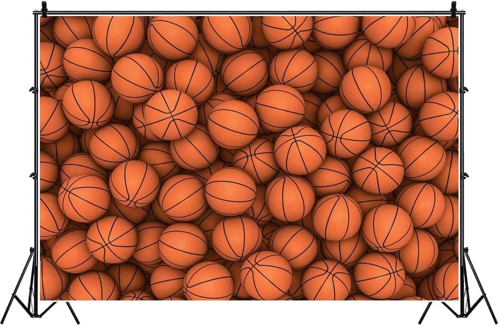 Laeacco 7x5ft Basketball Backdrop for Photography Basketball Theme Birthday Party Banner Boy Kids Birthday Baby Shower Decoration Backdrop Back to School Students Portraits Sports Classroom Wallpaper