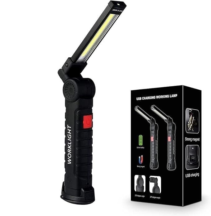 VIHM LED Work LightsUSB Rechargeable COB Light with Magnetic Base 360Rotate and 4 Modes Folding Flashlight Inspection Mechanic Light for Car Repairing Workshop Household and Emergency Use